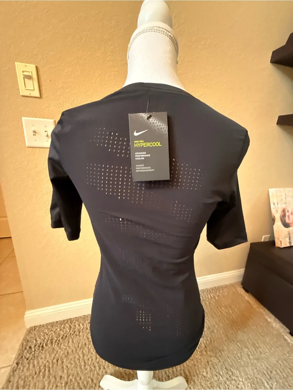 Nike Black Short Sleeve Mesh Yoke Performance Tee
